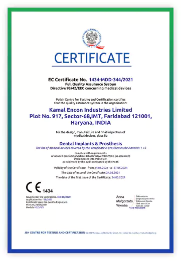 CE — Dental Implants & Prosthesis certificate preview